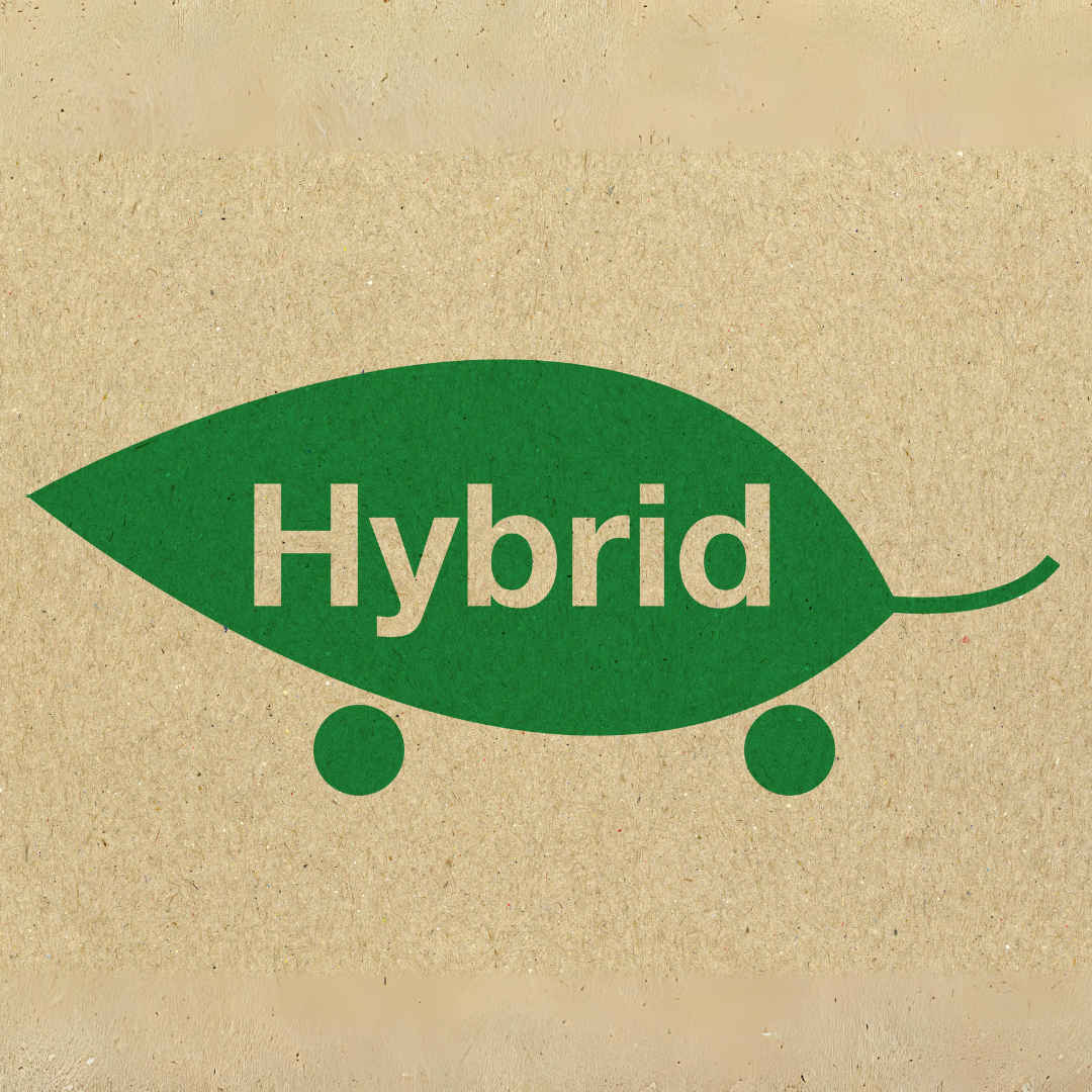 Hybridheizung, Blatt mit den Lettern Hybrid